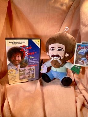 Bob Ross Plush Doll with DVD Set - Brown & Blue